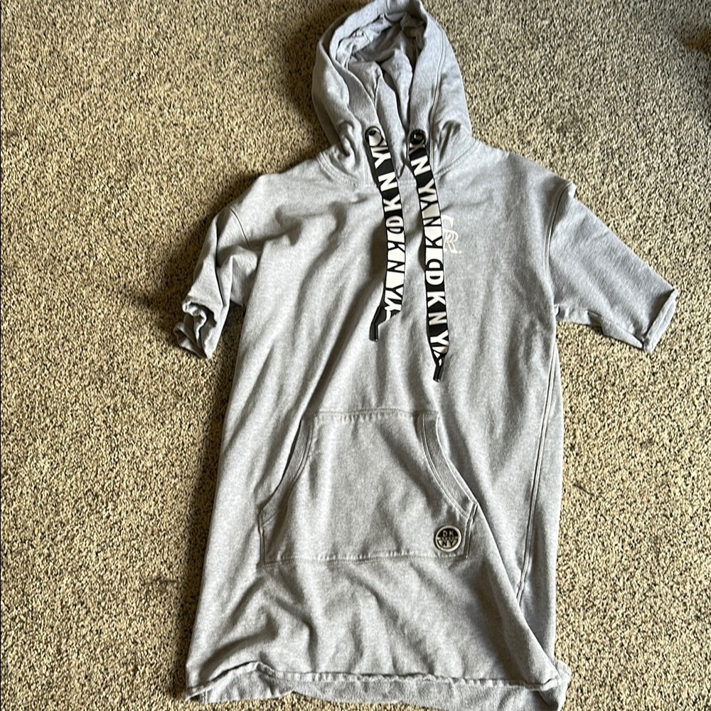 Colorado Rockies Logo’d Gray Short-Sleeve Hoodie Dress w/ Logo Drawstrings
